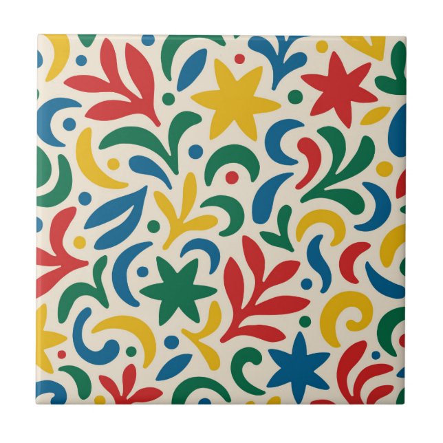 Mid Century Modern Biophilic Pattern Tile (Front)