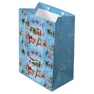 Mid-Century Modern BirdHouses Christmas  Medium Gift Bag