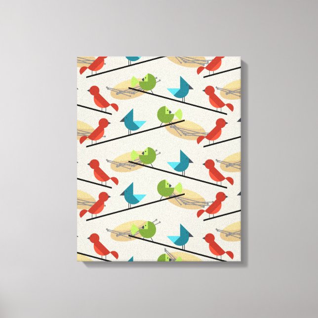Mid Century Modern Birds Canvas Print (Front)