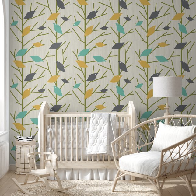 Mid century modern Birdsong Wallpaper (Kids)