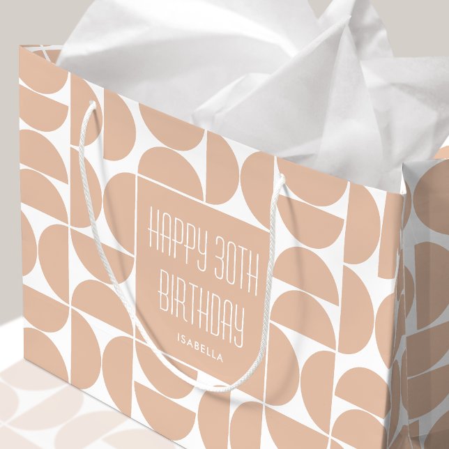 Mid-Century Modern Birthday Retro 30th Pink Large Gift Bag (Creator Uploaded)