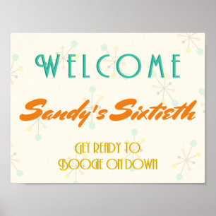 Mid Century Modern Birthday Theme Welcome Sign
