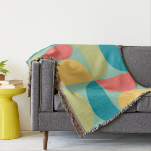 Mid Century Modern Bittersweet Mustard and Olive Throw Blanket