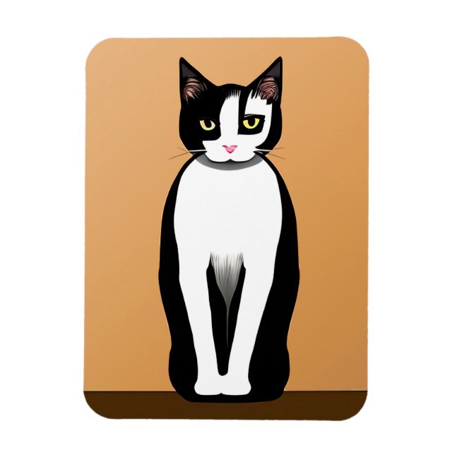 Mid Century Modern Black and White Cat Magnet (Vertical)