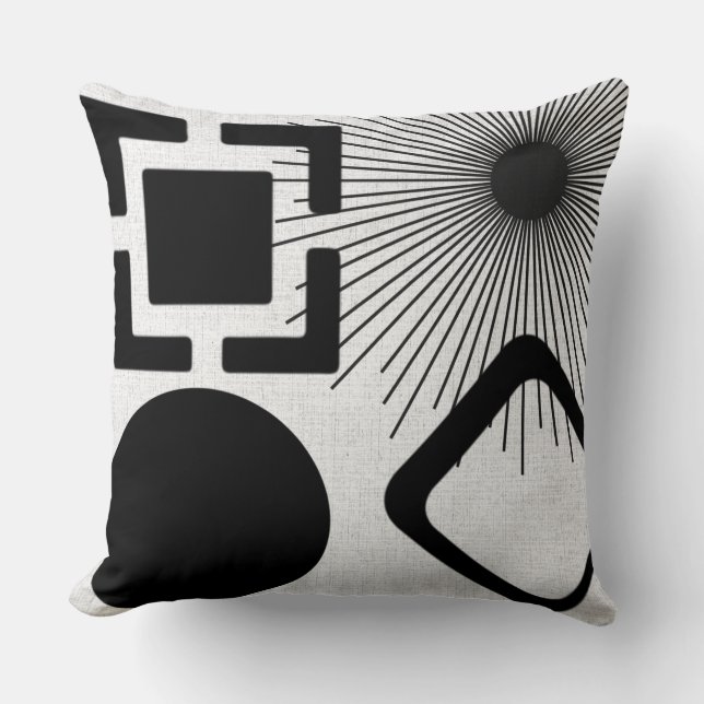 Mid Century Modern Black and White Pillow (Front)