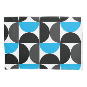 Mid-Century Modern Black blue and Gray         Pillowcase