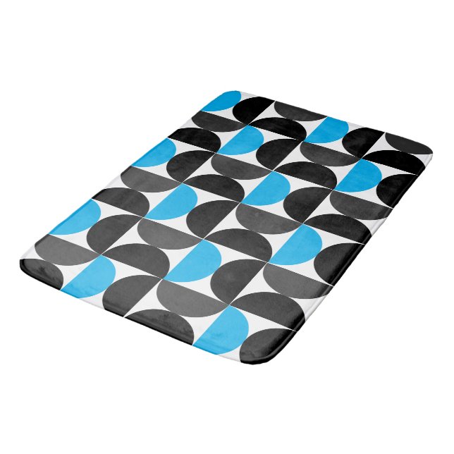 Mid-Century Modern Black blue and Grey          Bath Mat (Angled)