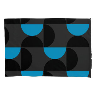 Mid-Century Modern Black blue and Grey      Pillowcase