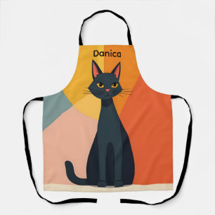 Mid Century Modern Black Cat Apron