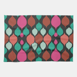 Mid Century Modern Black Geometric  Tea Towel