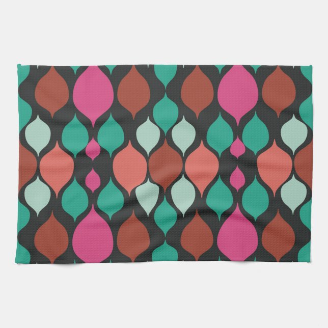 Mid Century Modern Black Geometric  Tea Towel (Horizontal)