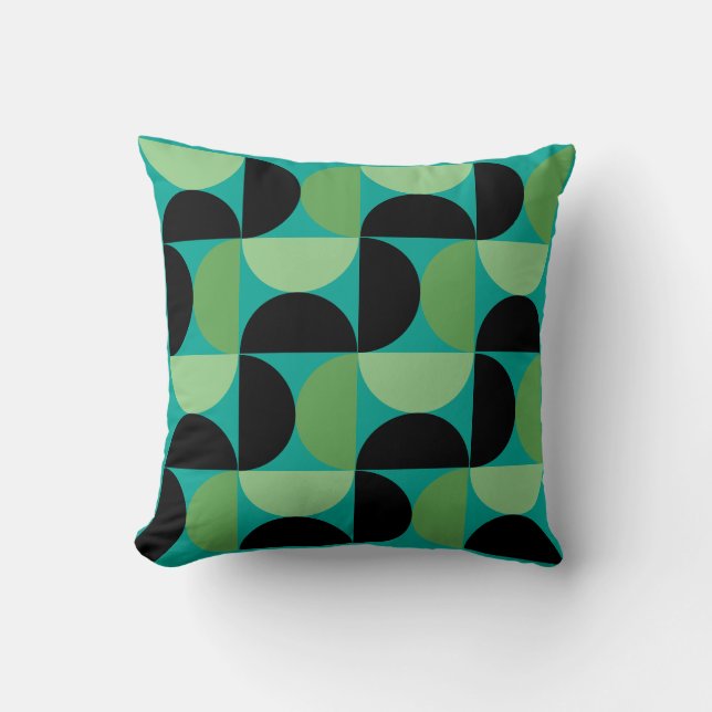 Mid-Century Modern Black green and turquoise Cushion (Front)