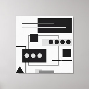 Mid Century Modern Black, Grey White Abstract     Canvas Print
