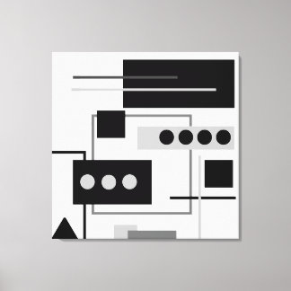 Mid Century Modern Black, Grey White Abstract Canvas Print