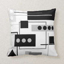 Mid Century Modern Black, Grey White Abstract 