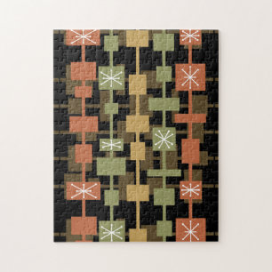 Mid Century Modern Black Multicolored Jigsaw Puzzle