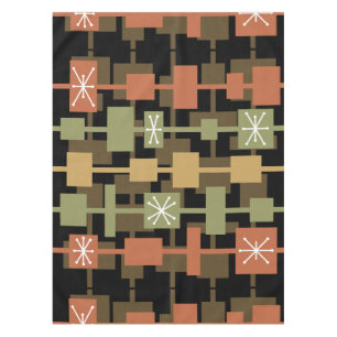 Mid Century Modern Black Multicolored Tablecloth