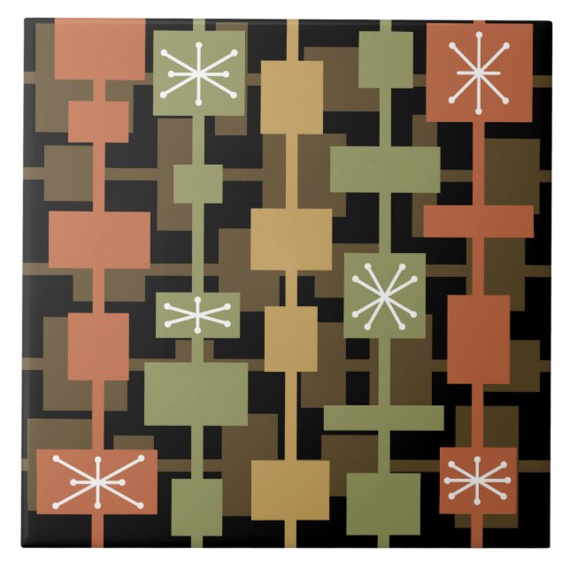 Mid Century Modern Black Multicolored Tile (Front)