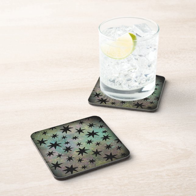 Mid Century Modern Black Stars Coaster (Right Side)