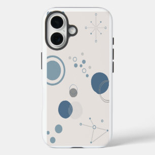 'Mid-Century Modern Blue Circles' iPhone 16 Tough  Case