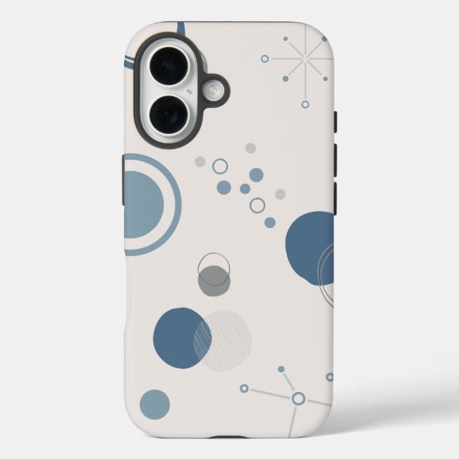 'Mid-Century Modern Blue Circles' iPhone 16 Tough  Case-Mate iPhone Case (Back)