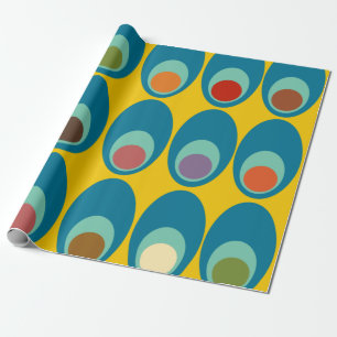 Mid-Century Modern Blue Eggs Wrapping Paper