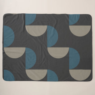 Mid-Century Modern Blue Gray Gunmetal Sherpa Blanket