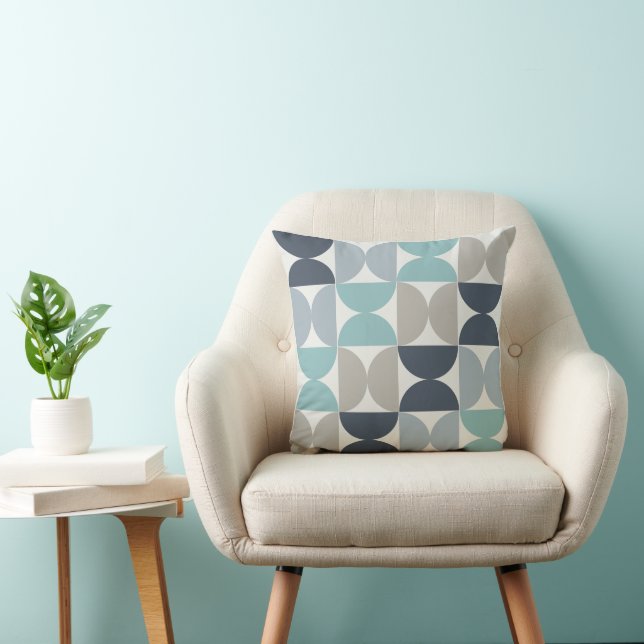 Mid-Century Modern blue green and grey  Cushion (Chair)