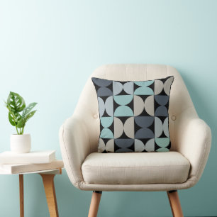 Mid-Century Modern blue green and grey  Cushion