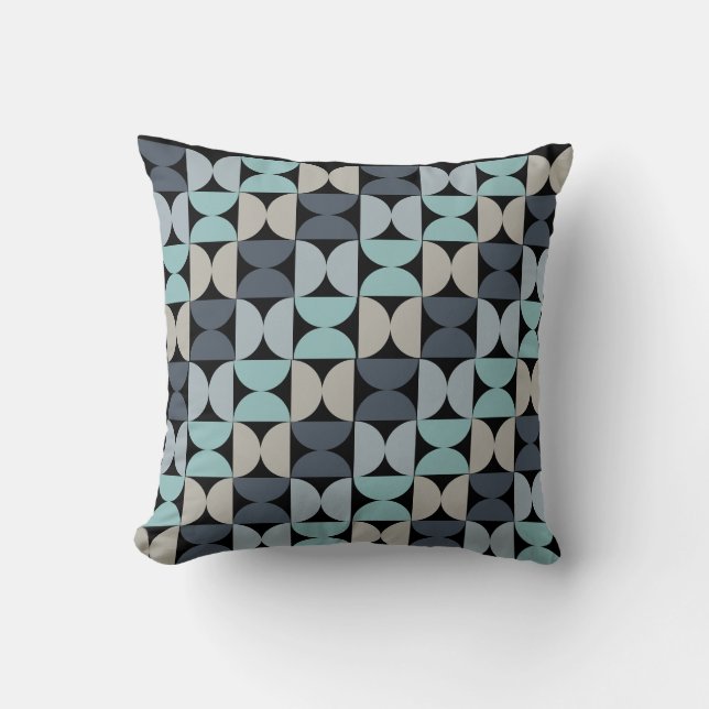 Mid-Century Modern blue green and grey   Cushion (Front)