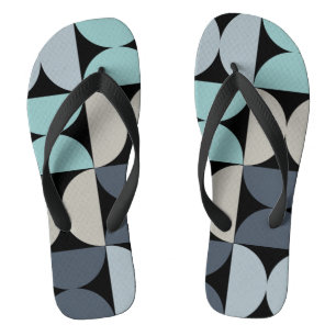 Mid-Century Modern blue green and grey Flip Flops