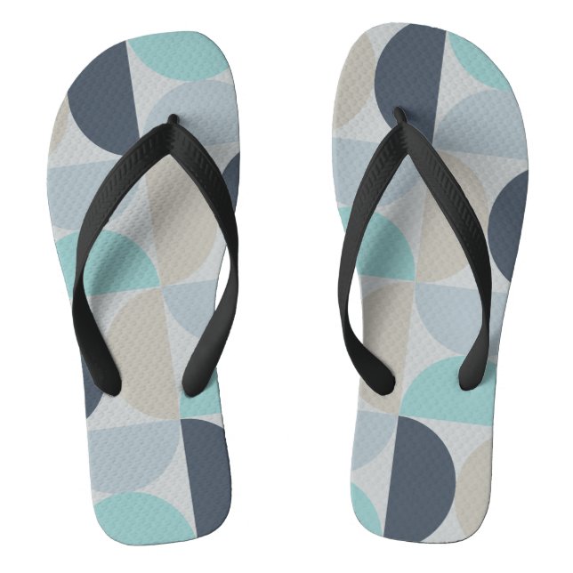 Mid-Century Modern blue green and grey  Flip Flops (Footbed)
