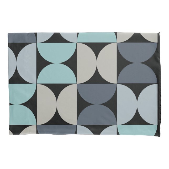 Mid-Century Modern blue green and grey  Pillowcase (Front)