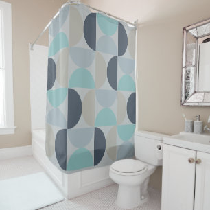 Mid-Century Modern blue green and grey Shower Curtain