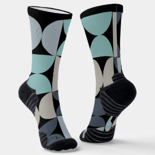 Mid-Century Modern blue green and grey Socks