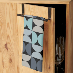 Mid-Century Modern blue green and grey   Tea Towel