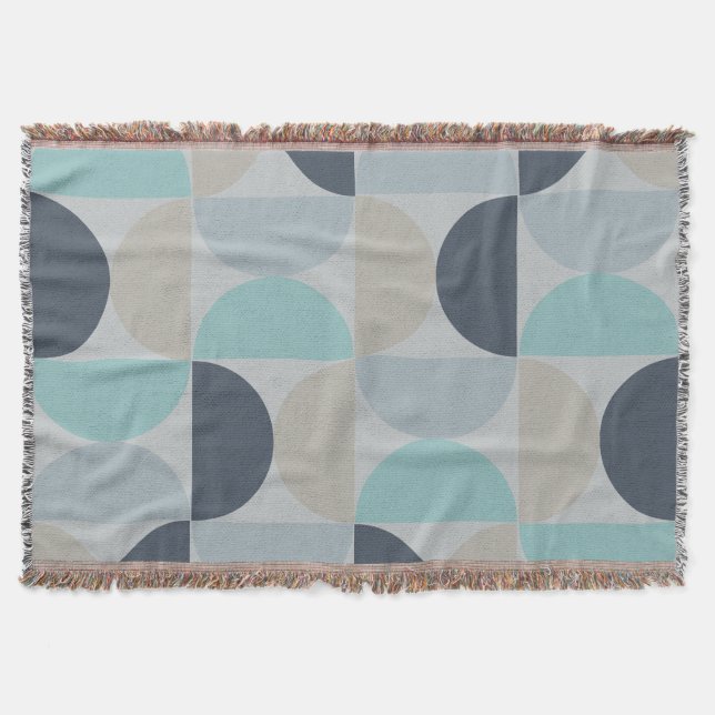 Mid-Century Modern blue green and grey   Throw Blanket (Front)