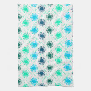 Mid Century Modern Blue Green Kitchen Tea Towel