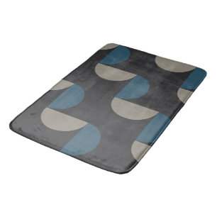 Mid-Century Modern Blue Grey Gunmetal    Bath Mat