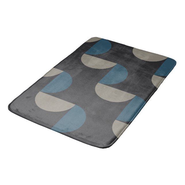 Mid-Century Modern Blue Grey Gunmetal    Bath Mat (Angled)
