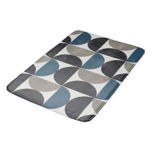 Mid-Century Modern Blue Grey Gunmetal   Bath Mat