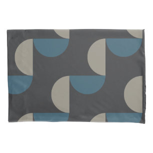 Mid-Century Modern Blue Grey Gunmetal Pillowcase