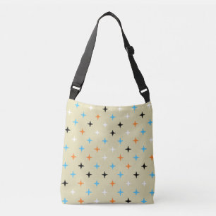 Mid Century Modern Blue Orange Black Starburst Crossbody Bag