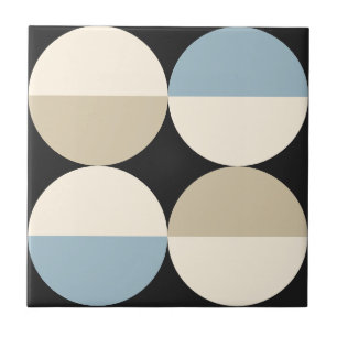Mid Century Modern blue semi circles geometric Tile