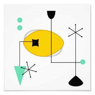 mid century modern blue yellow print