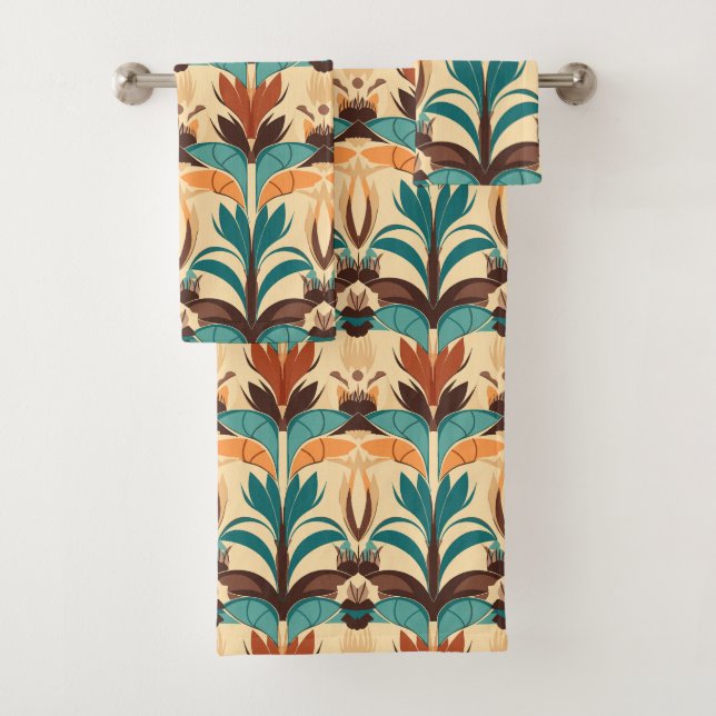 Mid-Century Modern Boho  Bath Towel Set (Insitu)