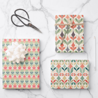 Mid-Century Modern Boho Pastel Art Wrapping Paper Sheet