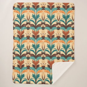 Mid-Century Modern Boho  Sherpa Blanket