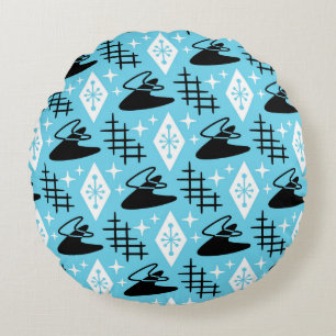 Mid Century Modern Boomerang Pattern Round Cushion