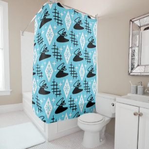 Mid Century Modern Boomerang Pattern Shower Curtain